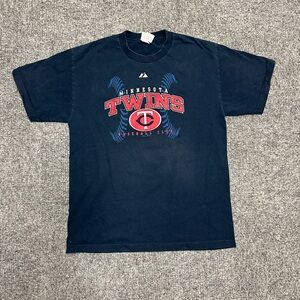 Vintage 1990s Minnesota Twins Club Baseball Tshirt Size Large Navy